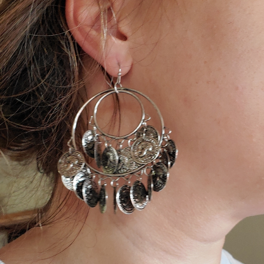Boho Silver Tone Earrings - image 1